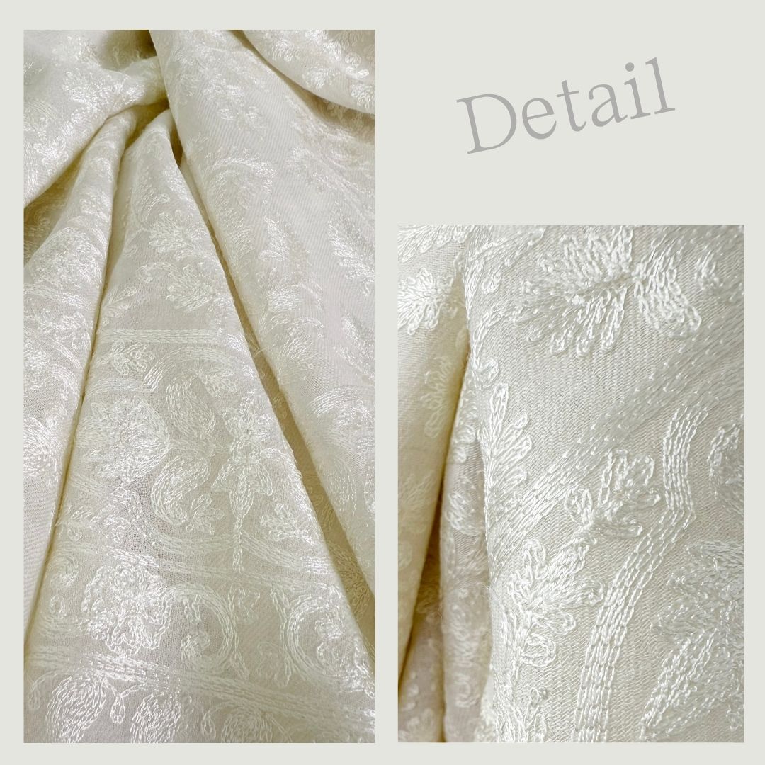 InDream 刺繍 ストール 白 ホワイト 大判 薄手 機械刺繍 誕生日 プレゼント クリスマス ギフト ストール 大判 秋 冬 ストール 結婚式 着物 ショール