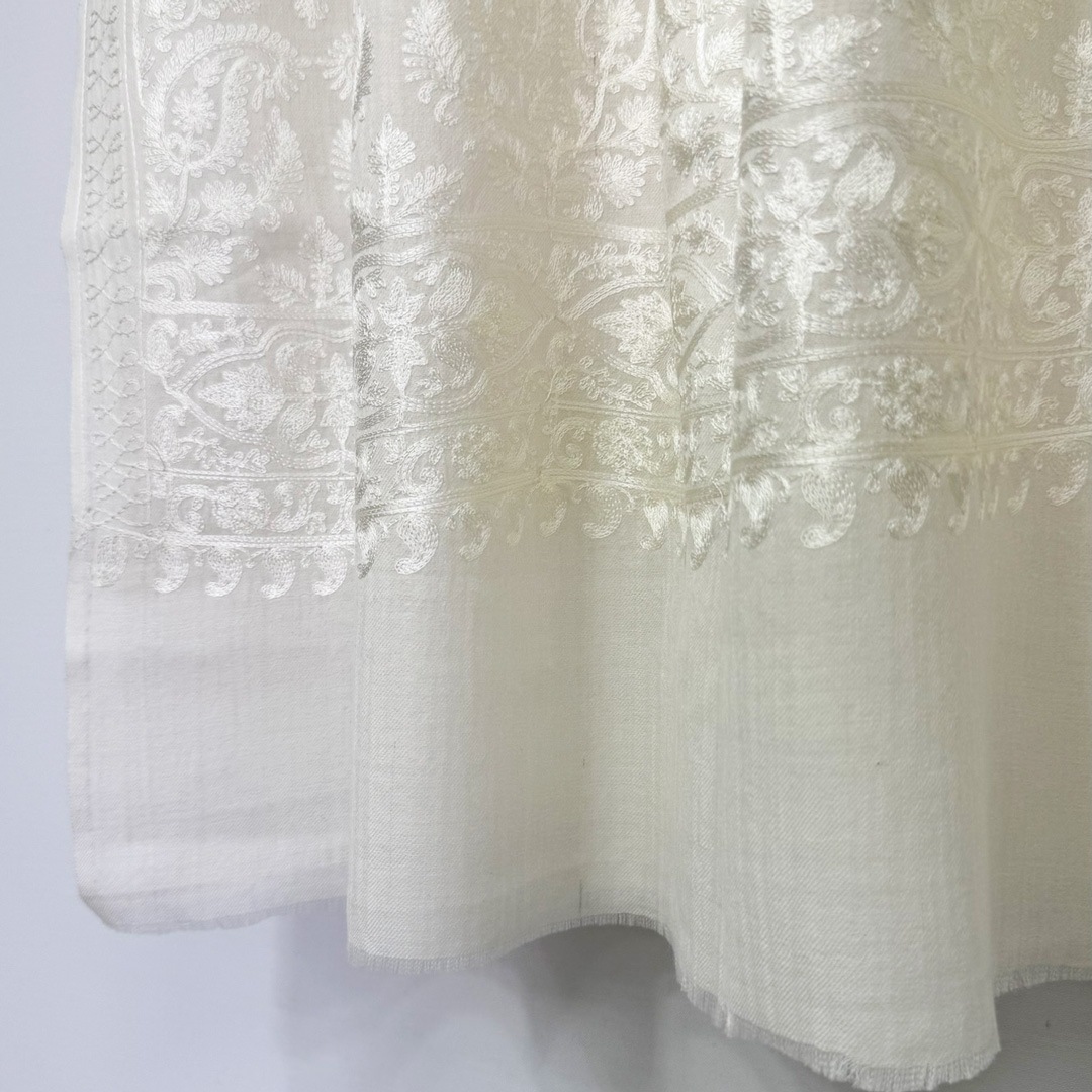 InDream 刺繍 ストール 白 ホワイト 大判 薄手 機械刺繍 誕生日 プレゼント クリスマス ギフト ストール 大判 秋 冬 ストール 結婚式 着物 ショール