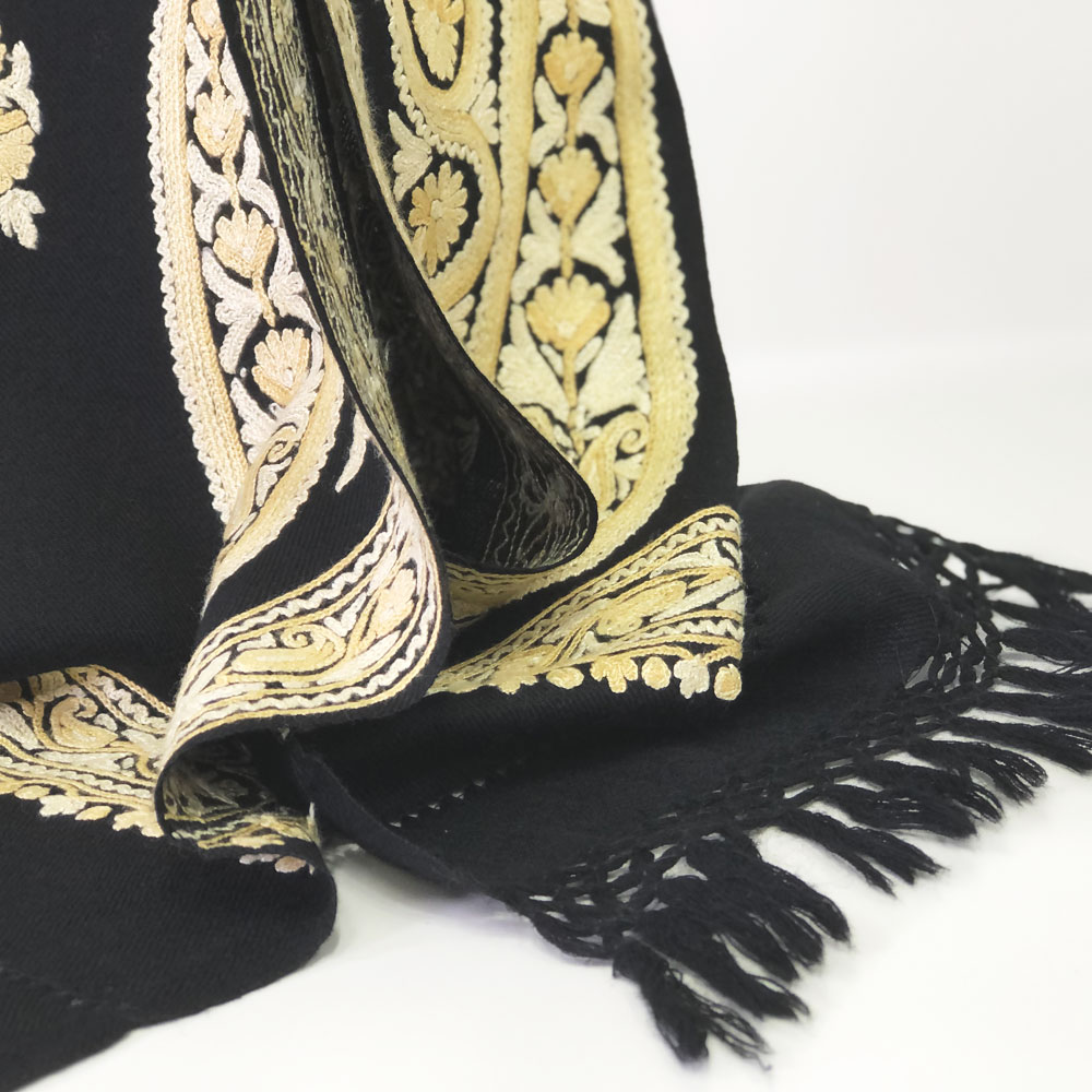 InDream アーリ刺繍ストール 黒 アイボリー 大判 人気 クリスマス ギフト おしゃれ 誕生日 プレゼント 着物ショール 50代 60代 70代 80代