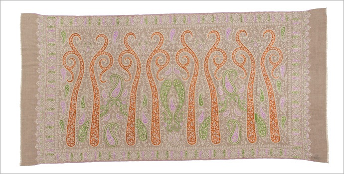 新品　ストール　パシュミナ　刺繍　幅70cm カシミヤ100% 送料無料　匿名 InDream 刺繍ショール パシュミナ カシミヤ 100cm巾 黒地総刺繍
