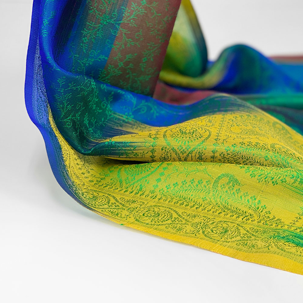 InDream ペイズリー柄シルクスカーフ おしゃれ ストール 手織り ベージュ 寒色 クリスマス プレゼント 誕生日 40代 50代 60代 70代