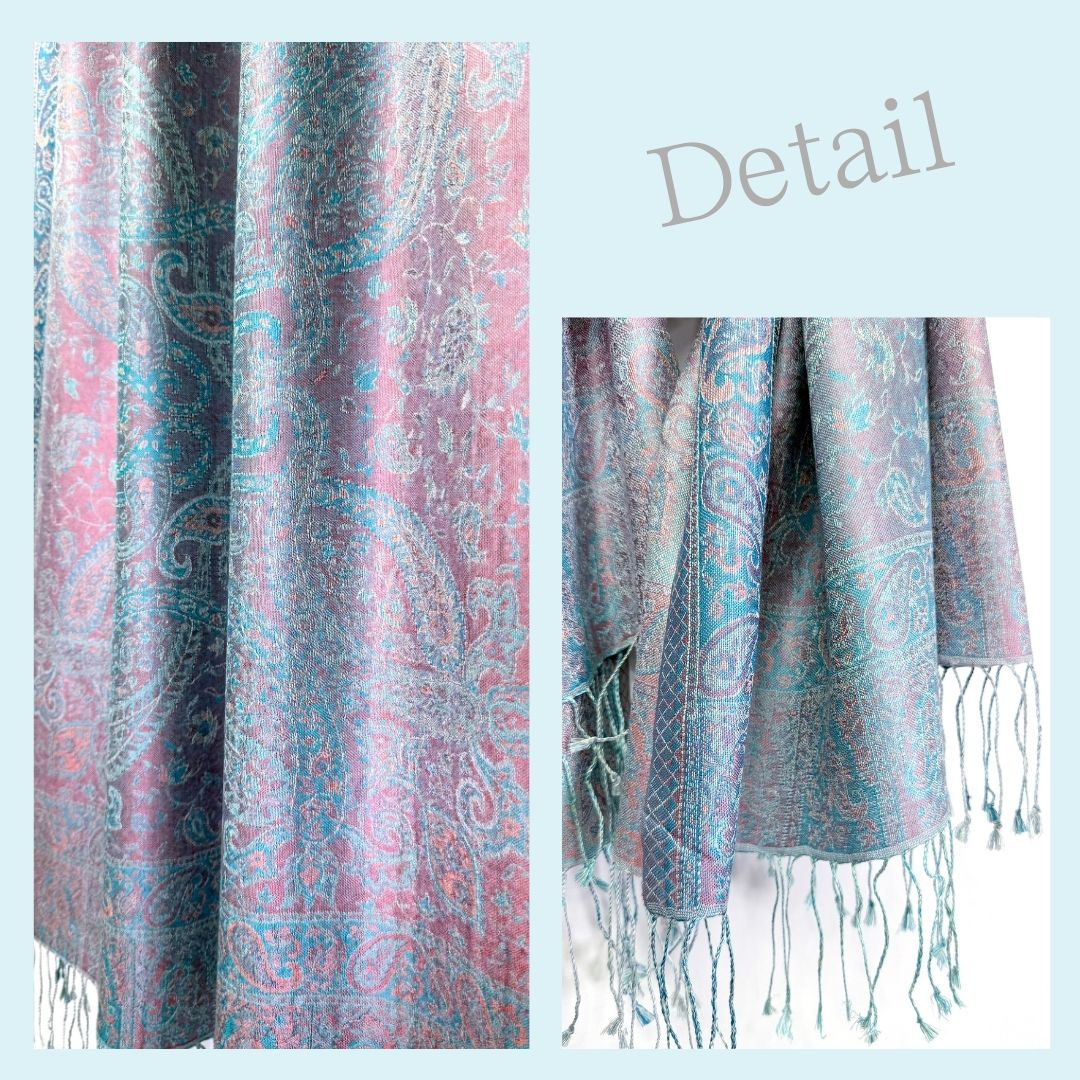 InDream ペイズリー柄 シルク ストール 大判 ［70cmx200cm］ ブルー ピンク パステル 春 秋 冬 誕生日 プレゼント 母の日 ギフト 50代 60代 70代 80代 おしゃれ ひざ掛け メンズ マフラー 女性