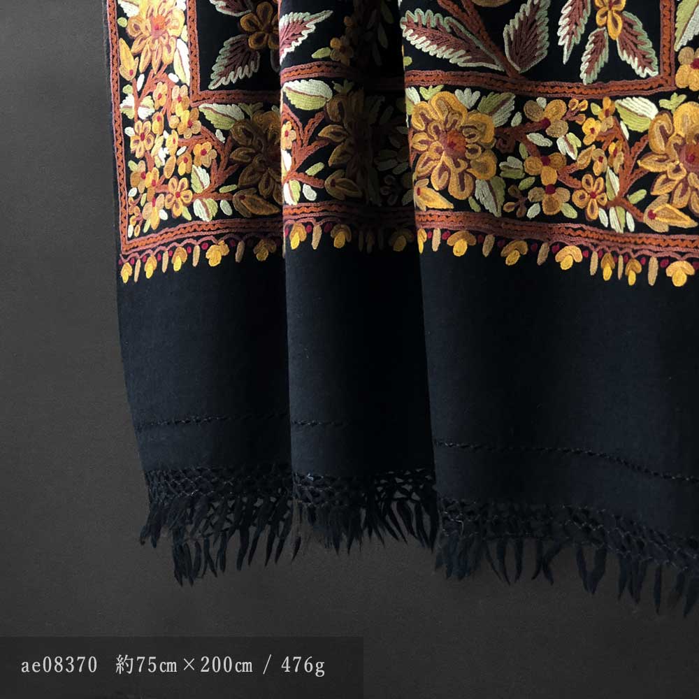 InDream アーリ刺繍ストール 黒 大判 冷房対策 ギフト おしゃれ 誕生日 プレゼント 着物ショール レディース 50代 60代 70代 80代