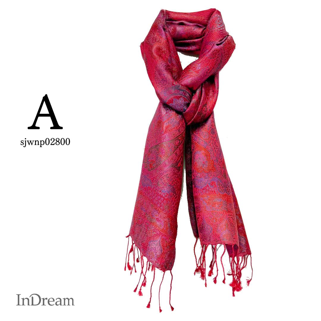 InDream ペイズリー柄 シルク ストール 小判 ［36cmx170cm］ 赤  レッド ブルー ピンク ミックス  スカーフ レディース メンズ マフラー 誕生日 プレゼント クリスマス ギフト 50代 60代 70代 80代 おしゃれ ひざ掛け