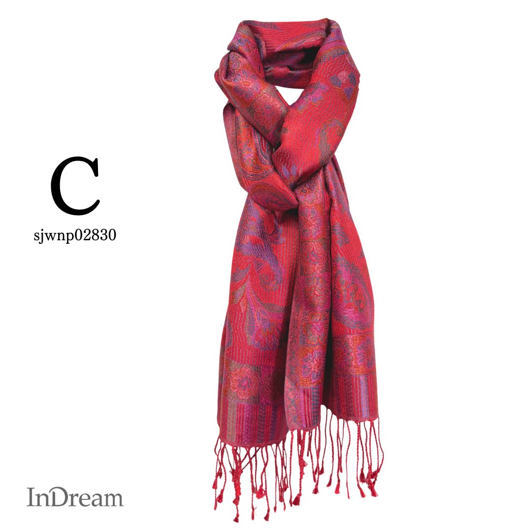 InDream ペイズリー柄 シルク ストール 小判 ［36cmx170cm］ 赤  レッド ブルー ピンク ミックス  スカーフ レディース メンズ マフラー 誕生日 プレゼント クリスマス ギフト 50代 60代 70代 80代 おしゃれ ひざ掛け