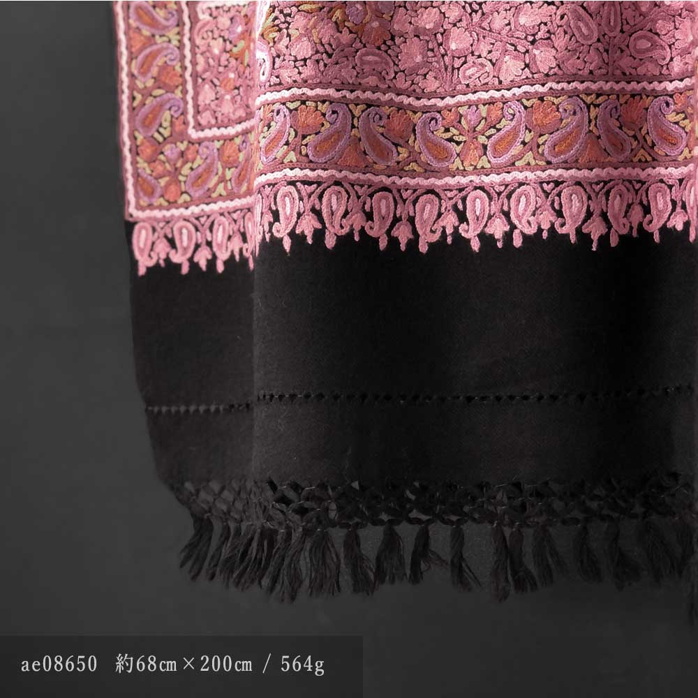 InDream アーリ刺繍ストール 黒 ピンク 大判 クリスマス ギフト おしゃれ 誕生日 プレゼント 着物ショール レディース 50代 60代 70代 80代