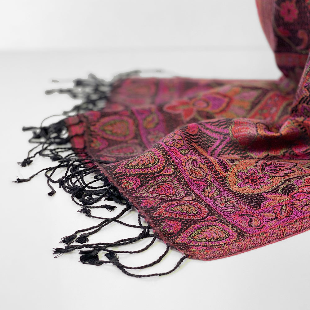 InDream ペイズリー柄 シルク ストール 中判 55cmx180cm スカーフ 紫 パープル クリスマス ギフト おしゃれ 誕生日 プレゼント おしゃれ 50代 60代 70代 80代