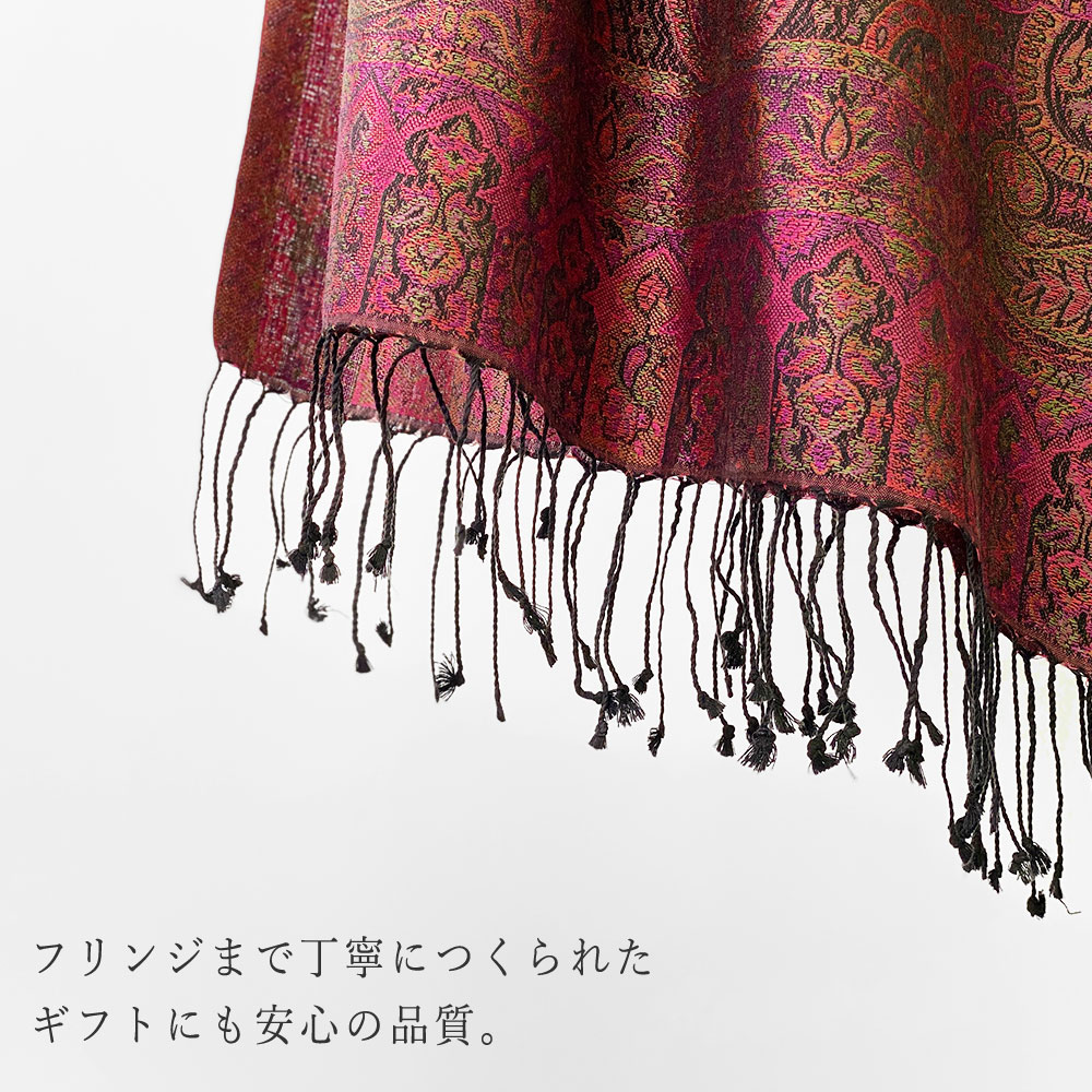 InDream ペイズリー柄 シルク ストール 中判 55cmx180cm スカーフ 紫 パープル クリスマス ギフト おしゃれ 誕生日 プレゼント おしゃれ 50代 60代 70代 80代