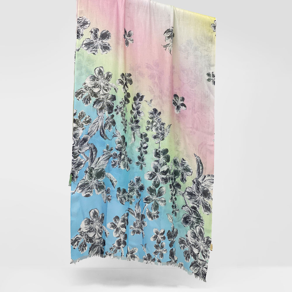 PASHMA パシュマ ストール シルクカシミヤ マフラー カラフル フラワー クリスマス ギフト おしゃれ 誕生日 プレゼント 50代 60代 70代 80代