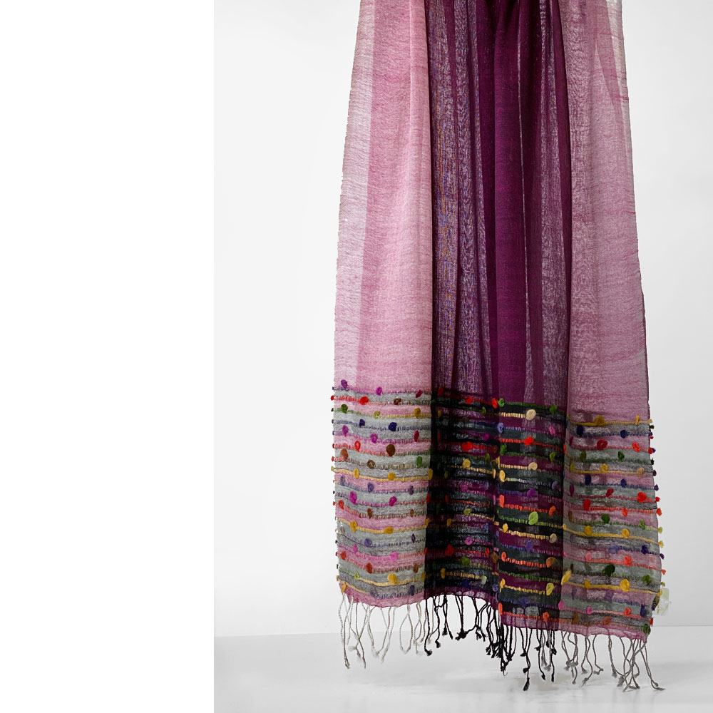 InDream カラフルラインストール 紫(パープル) ウール ストール 大判 お土産 お礼 誕生日 プレゼント バレンタイン ギフト 秋冬 旅行 ひざ掛け おしゃれ