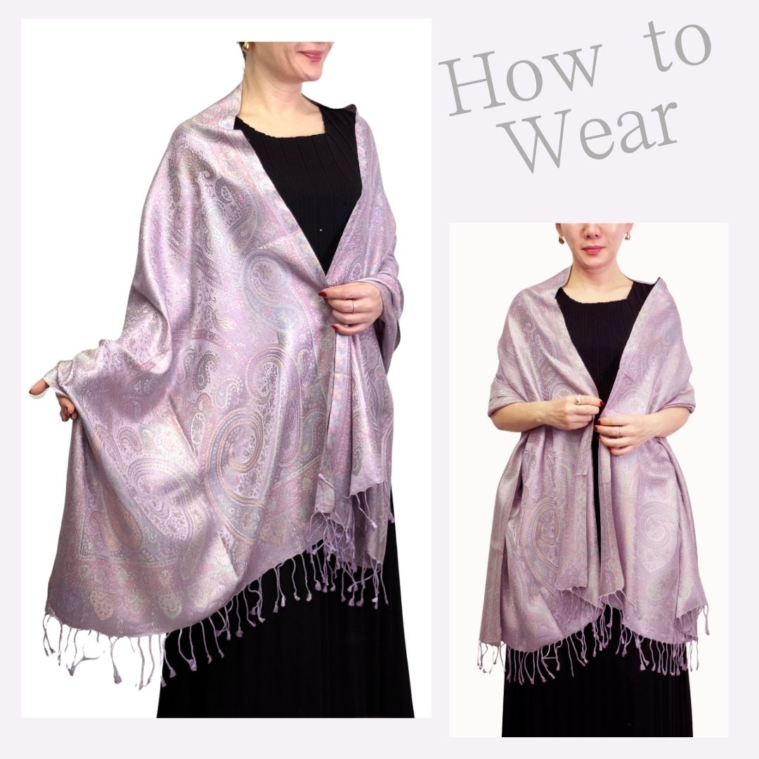 InDream ペイズリー柄 シルク ストール 大判 70cmx200cm 紫/パープル 春 秋冬 古希 お祝い 母の日 ギフト おしゃれ 誕生日 プレゼント おしゃれ 50代 60代 70代 80代