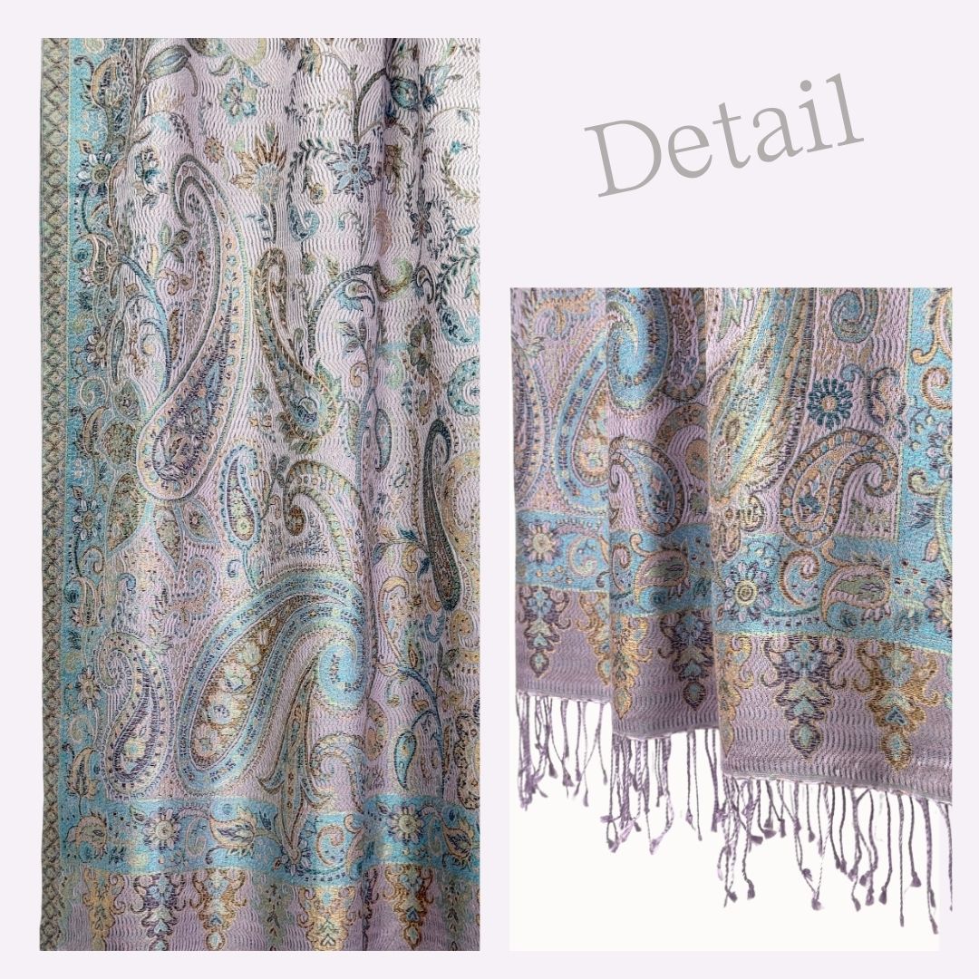 InDream ペイズリー柄 シルク ストール 大判 70cmx200cm 紫/パープル 春 秋冬 古希 お祝い 母の日 ギフト おしゃれ 誕生日 プレゼント おしゃれ 50代 60代 70代 80代