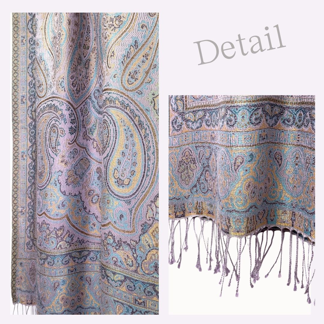 InDream ペイズリー柄 シルク ストール 大判 70cmx200cm 紫/パープル 春 秋冬 古希 お祝い 母の日 ギフト おしゃれ 誕生日 プレゼント おしゃれ 50代 60代 70代 80代