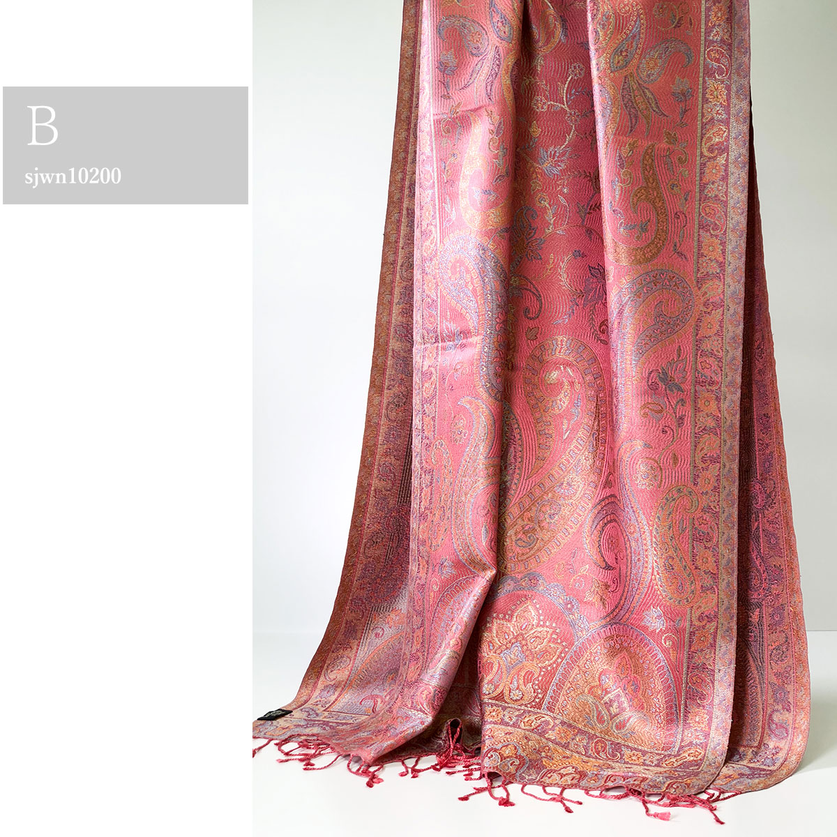 InDream ペイズリー柄 シルク ストール 大判 70cmx200cm ショール ピンク 古希 お祝い 着物ショール クリスマス ギフト おしゃれ 誕生日 プレゼント おしゃれ 50代 60代 70代 80代