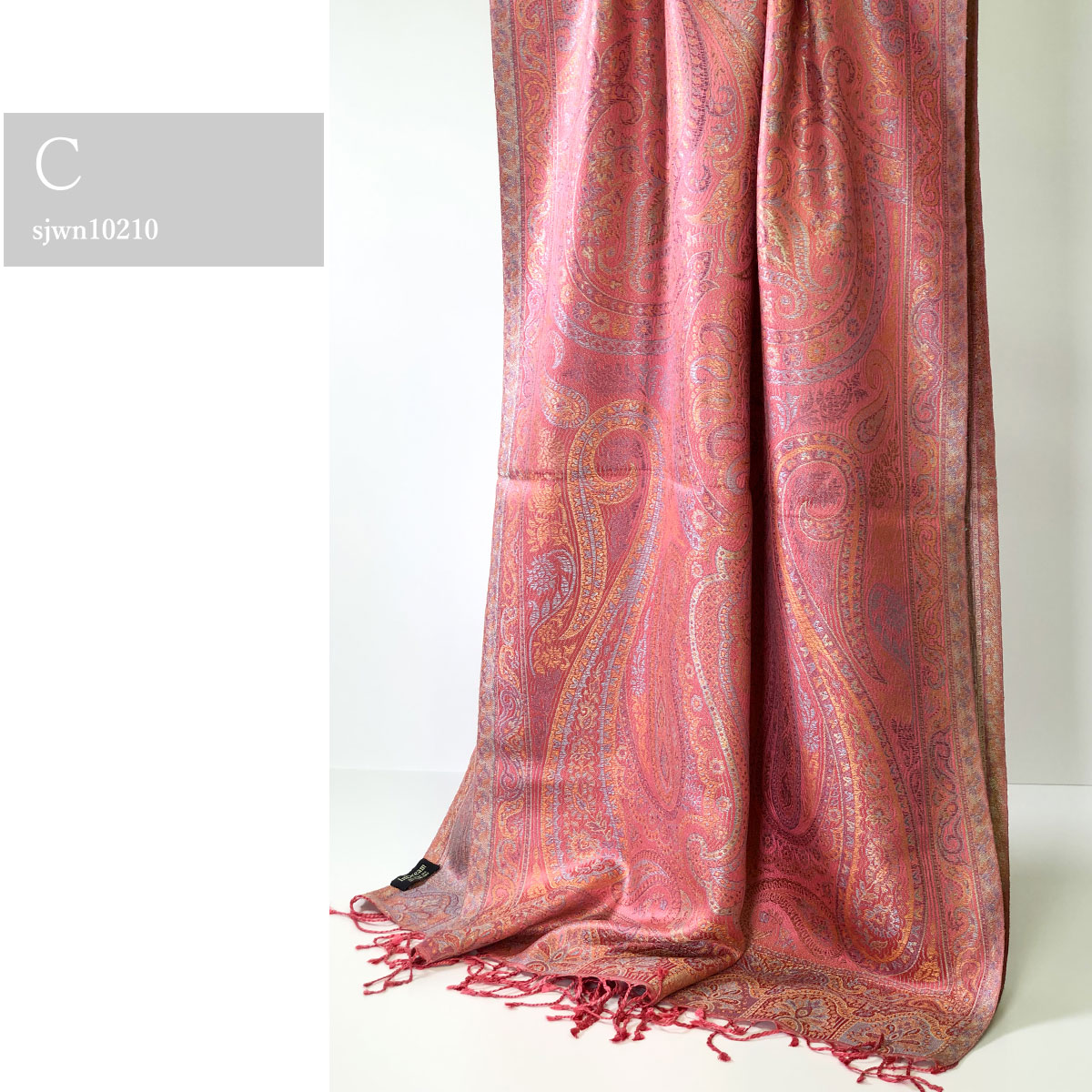 InDream ペイズリー柄 シルク ストール 大判 70cmx200cm ショール ピンク 古希 お祝い 着物ショール クリスマス ギフト おしゃれ 誕生日 プレゼント おしゃれ 50代 60代 70代 80代