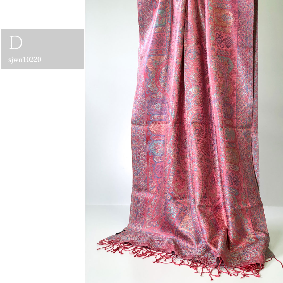 InDream ペイズリー柄 シルク ストール 大判 70cmx200cm ショール ピンク 古希 お祝い 着物ショール クリスマス ギフト おしゃれ 誕生日 プレゼント おしゃれ 50代 60代 70代 80代