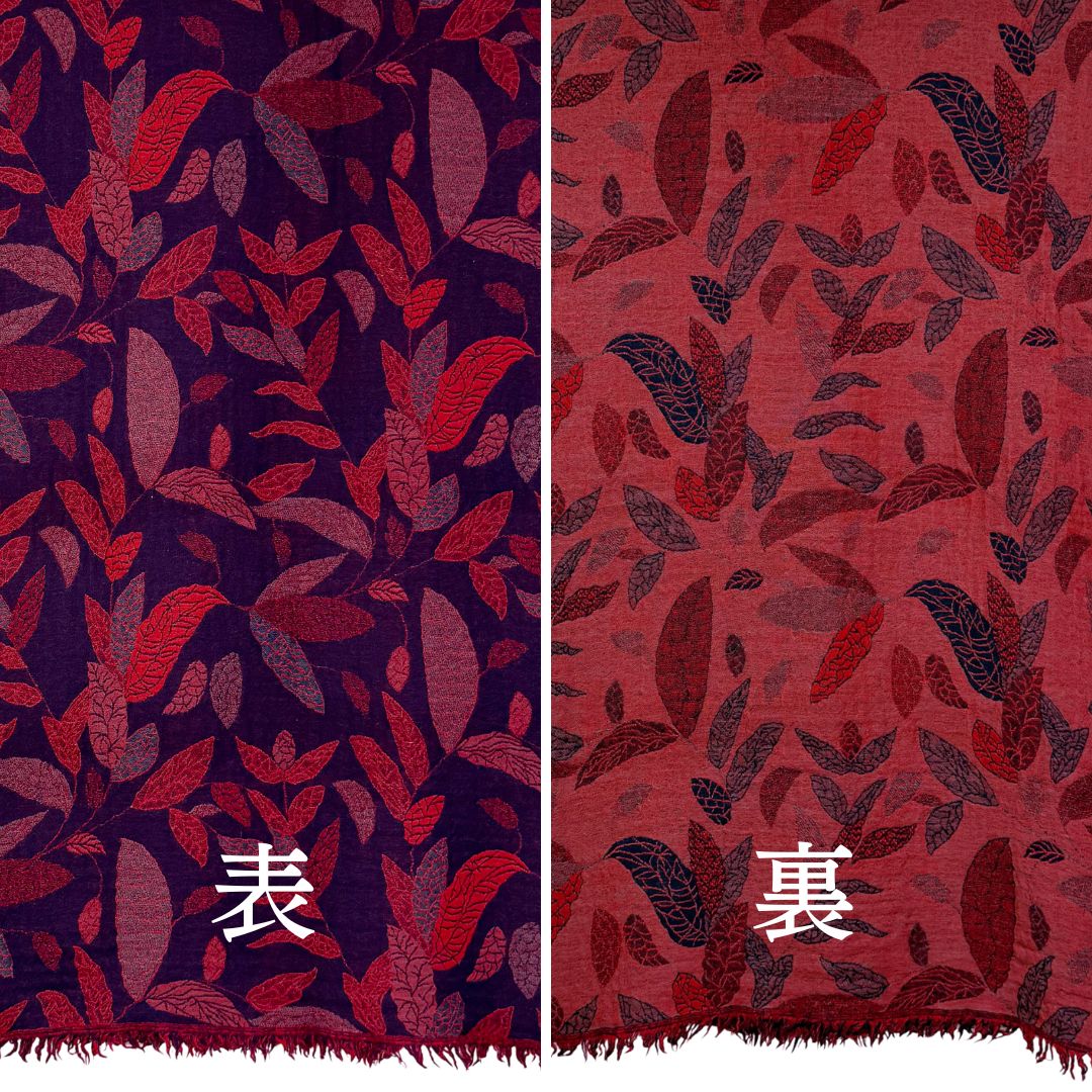 InDream ペイズリー柄 ウール ストール リバーシブル 大判［70cmx200cm］リーフ柄 還暦 古希 お祝い 誕生日 プレゼント クリスマス ギフト 50代 60代 70代 80代 おしゃれ 秋 冬  ひざ掛け 着物 ショール