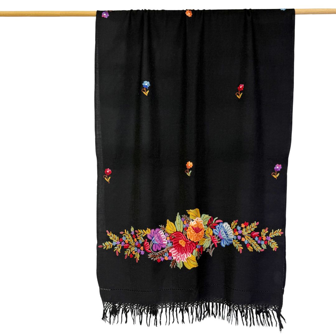 InDream アーリ刺繍ストール ボーダー 大判 クリスマスプレゼント ギフト おしゃれ 誕生日 プレゼント 着物ショール レディース 50代 60代 70代 80代