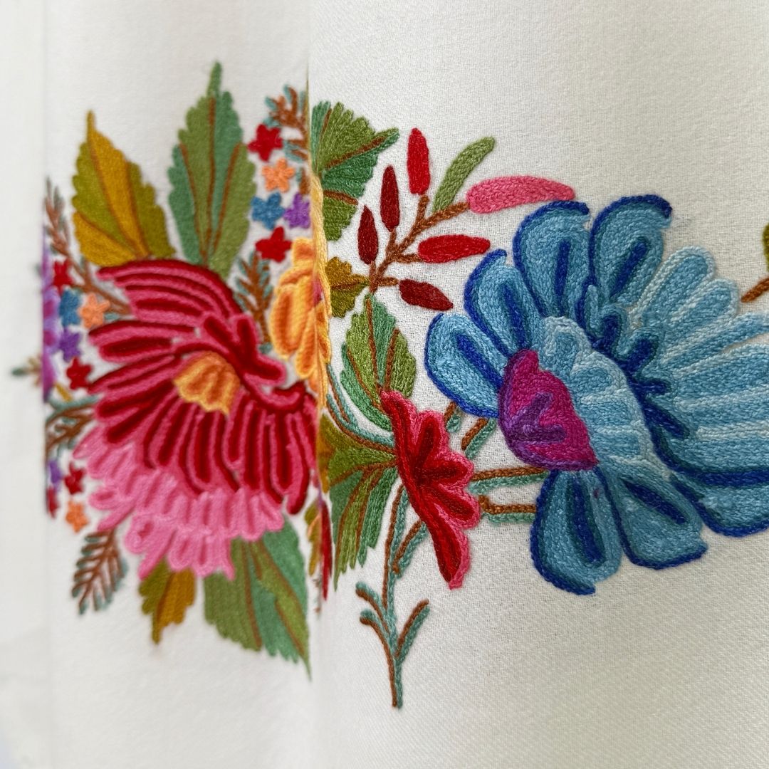 InDream アーリ刺繍ストール ボーダー 大判 クリスマスプレゼント ギフト おしゃれ 誕生日 プレゼント 着物ショール レディース 50代 60代 70代 80代