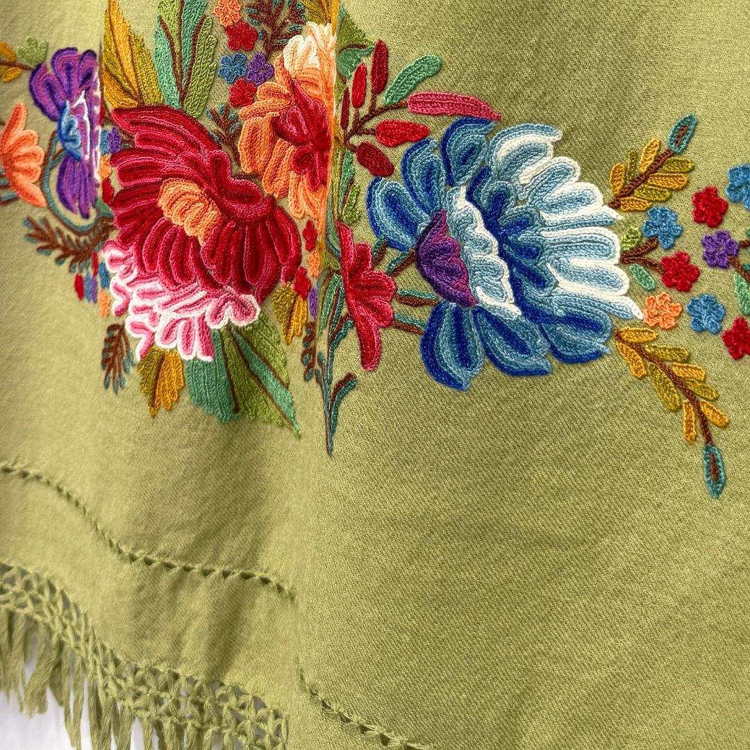 InDream アーリ刺繍ストール ボーダー 大判 クリスマスプレゼント ギフト おしゃれ 誕生日 プレゼント 着物ショール レディース 50代 60代 70代 80代