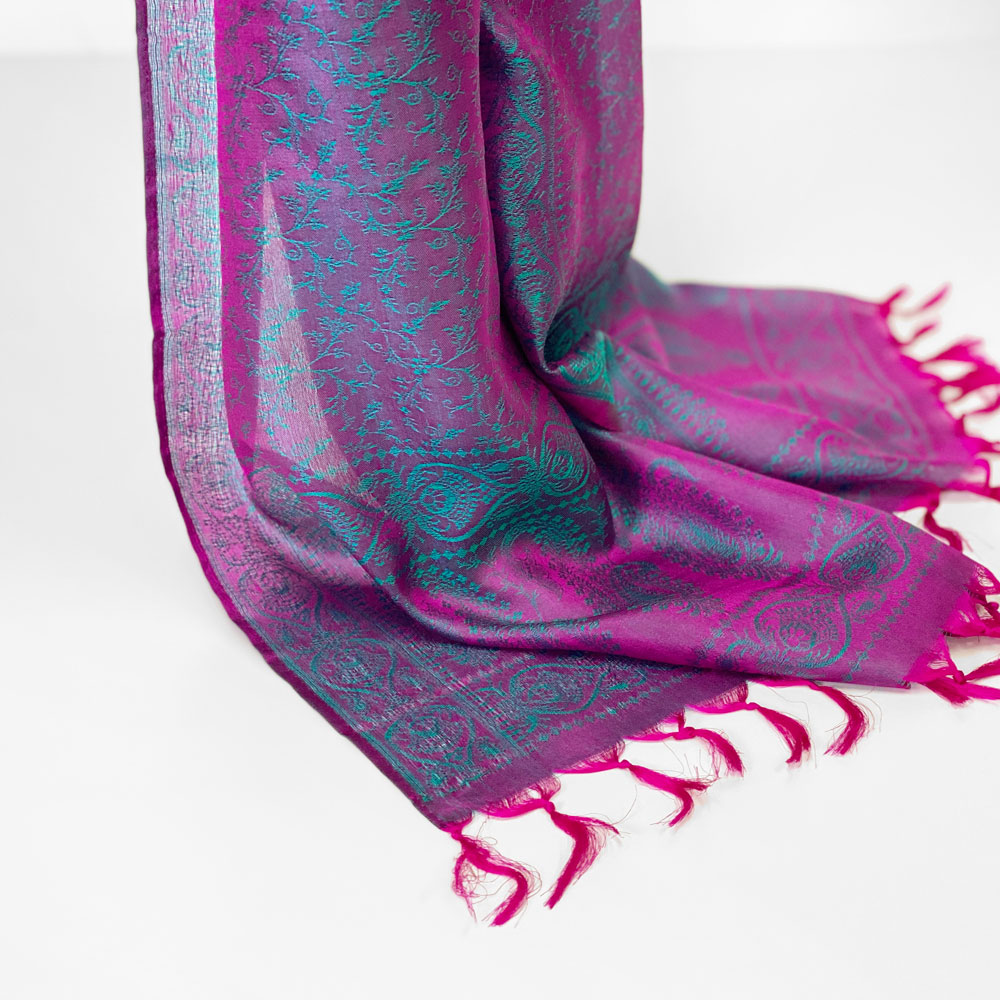 InDream ペイズリー柄シルクスカーフ おしゃれ ストール 手織り ピンク フリンジ レディース メンズ クリスマス プレゼント 誕生日 40代 50代 60代 70代