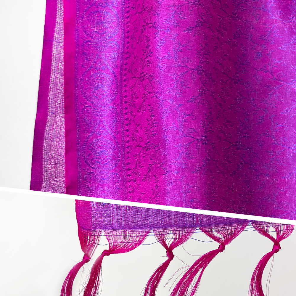 InDream ペイズリー柄シルクスカーフ おしゃれ ストール 手織り ピンク フリンジ レディース メンズ クリスマス プレゼント 誕生日 40代 50代 60代 70代