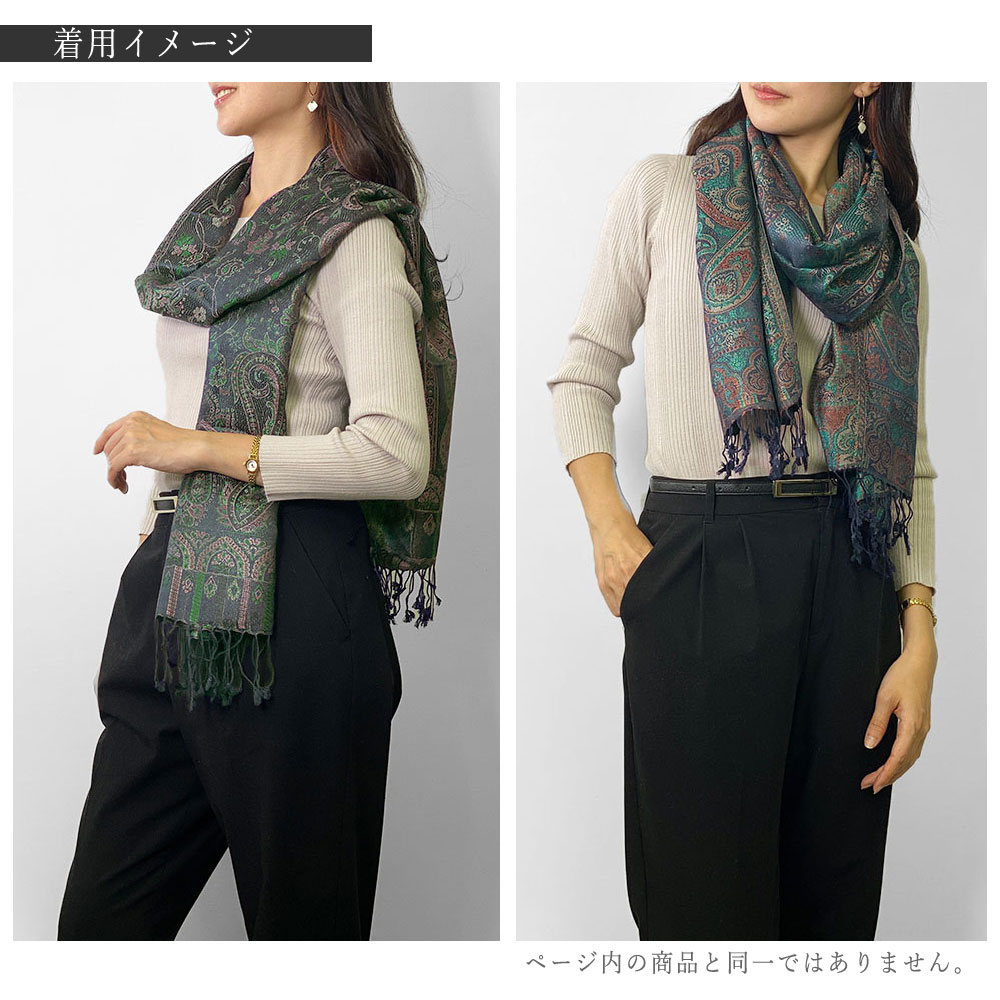 InDream ペイズリー柄 シルク ストール 中判 55cmx180cm スカーフ 大判 グリーン マフラ― 春夏 薄手 クリスマス ギフト おしゃれ 誕生日 プレゼント 50代 60代 70代 80代