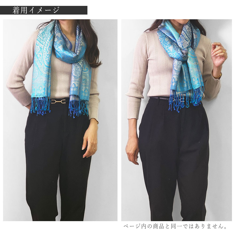 InDream ペイズリー柄 シルク ストール 中判 55cmx180cm スカーフ 大判 ブルー マフラ― 春夏 薄手 クリスマス ギフト おしゃれ 誕生日 プレゼント 50代 60代 70代 80代