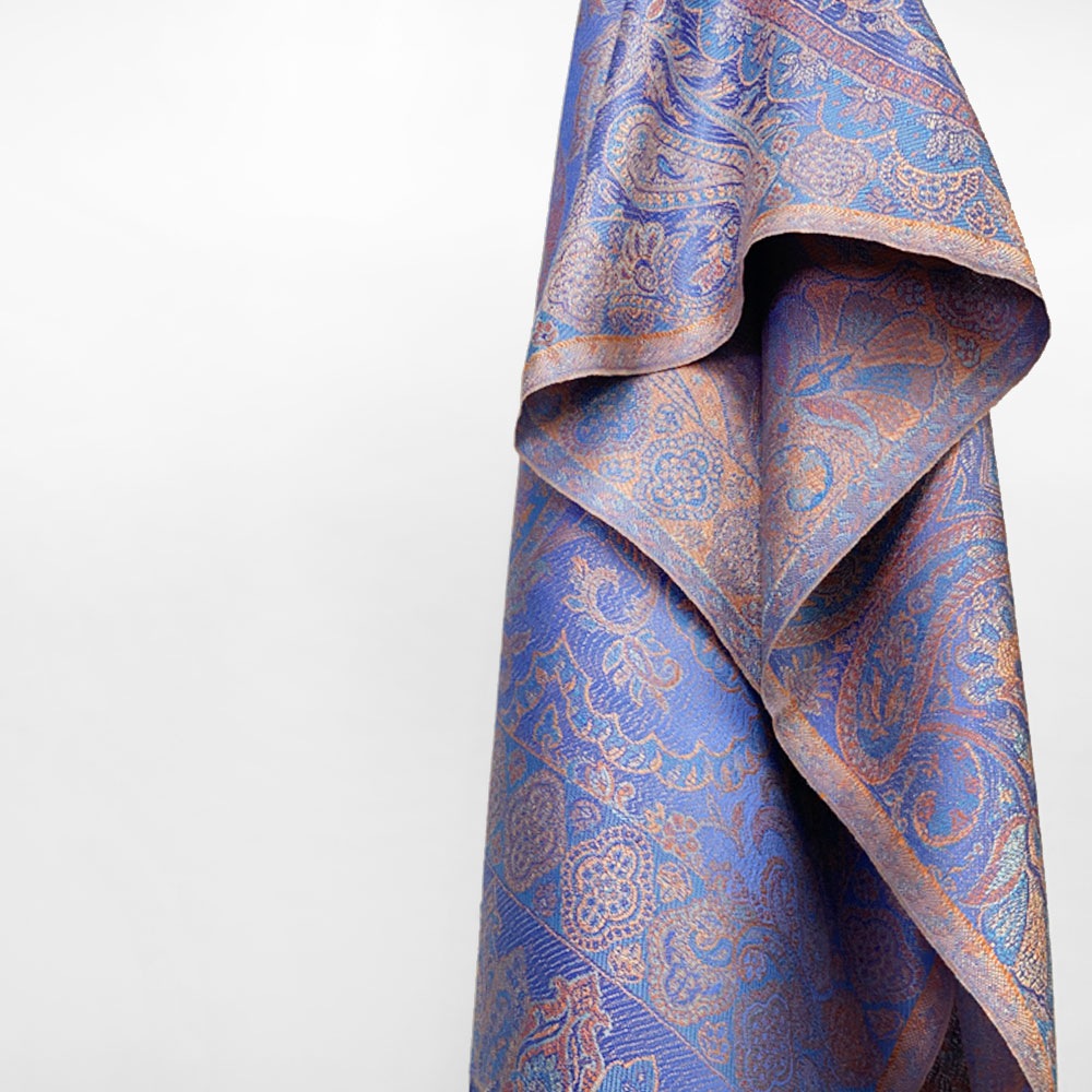 InDream ペイズリー柄 シルク ストール 中判 55cmx180cm スカーフ 大判 ブルー マフラ― 春夏 薄手 クリスマス ギフト おしゃれ 誕生日 プレゼント 50代 60代 70代 80代