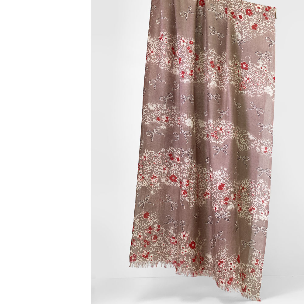 PASHMA パシュマ ストール プ リント シルクカシミヤ ベージュ 春夏 クリスマス ギフト おしゃれ 誕生日 プレゼント 50代 60代 70代 80代