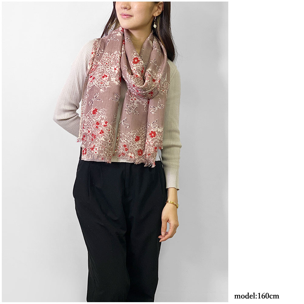 PASHMA パシュマ ストール プ リント シルクカシミヤ ベージュ 春夏 クリスマス ギフト おしゃれ 誕生日 プレゼント 50代 60代 70代 80代