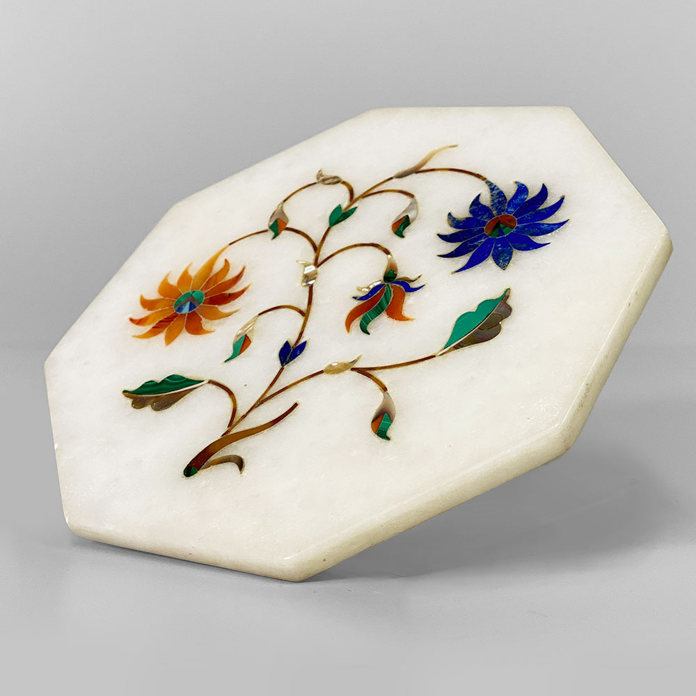 InDream 大理石象嵌細工 130×130mm 八角形プレート クリスマス ギフト おしゃれ 誕生日 プレゼント タージマハール おみやげ インド アグラ