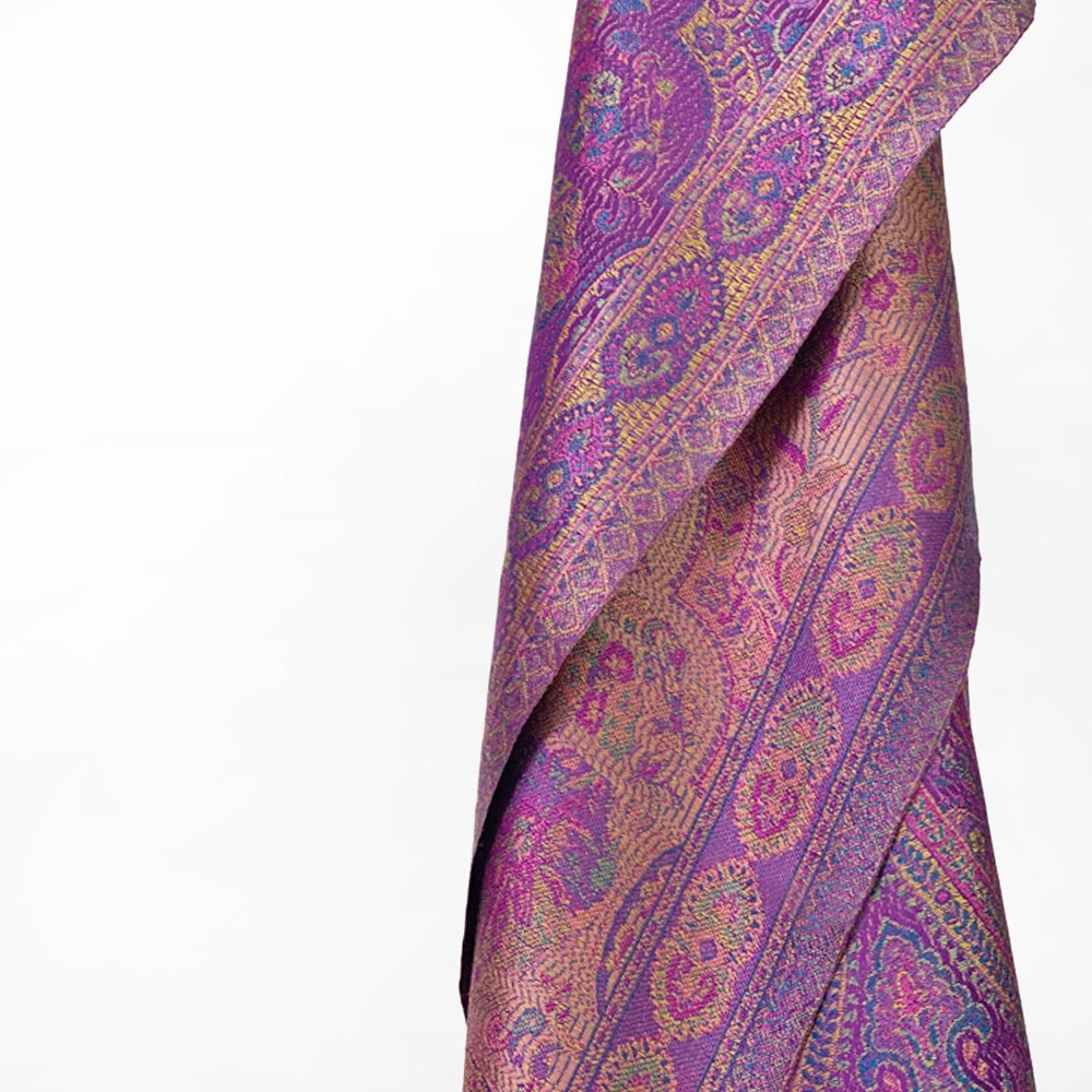 InDream ペイズリー柄 シルク ストール 中判 55cmx180cm スカーフ 大判 紫 パープル 春夏 大判 マフラー クリスマス ギフト おしゃれ 誕生日 プレゼント 50代 60代 70代 80代