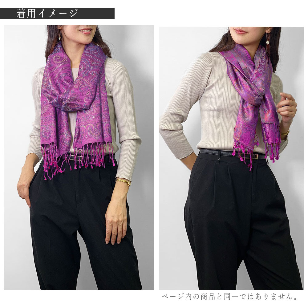 InDream ペイズリー柄 シルク ストール 中判 55cmx180cm スカーフ 大判 紫 パープル 春夏 大判 マフラー クリスマス ギフト おしゃれ 誕生日 プレゼント 50代 60代 70代 80代