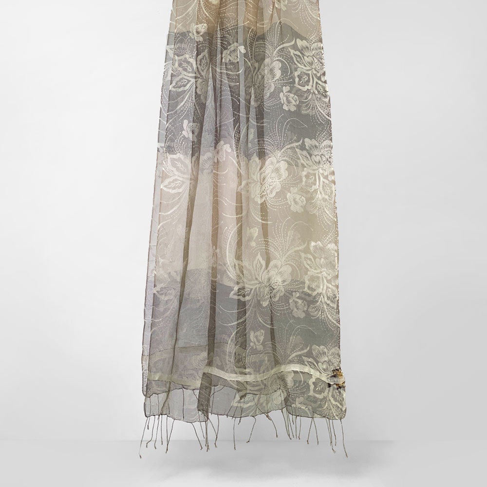 InDream シルク ストール フラワープリント ベージュ お祝い カジュアル パーティー 春夏 30代 40代 50代 60代