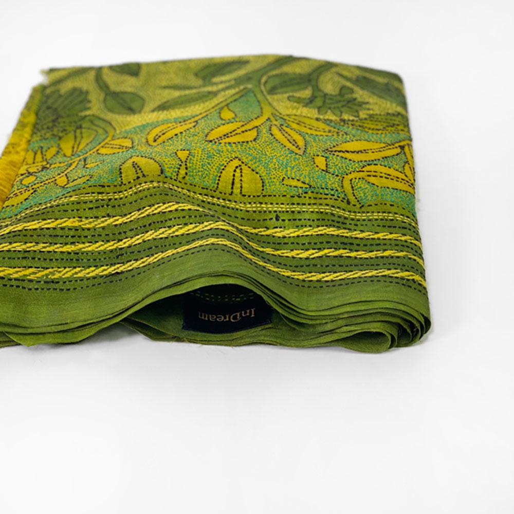 InDream カンタ 刺繍 ストール50×190cm インド 刺し子 インテリア マフラー クリスマス ギフト おしゃれ 誕生日 プレゼント 40代 50代 60代 70代