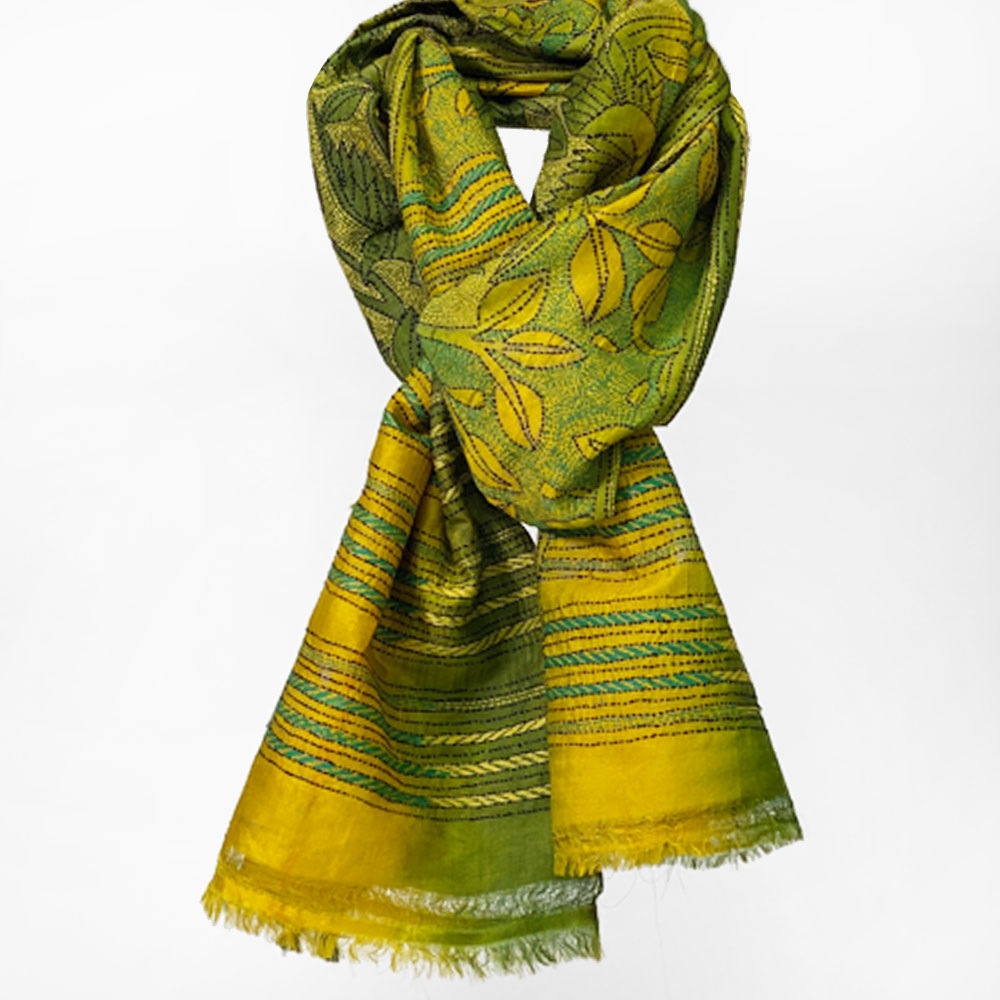 InDream カンタ 刺繍 ストール50×190cm インド 刺し子 インテリア マフラー クリスマス ギフト おしゃれ 誕生日 プレゼント 40代 50代 60代 70代