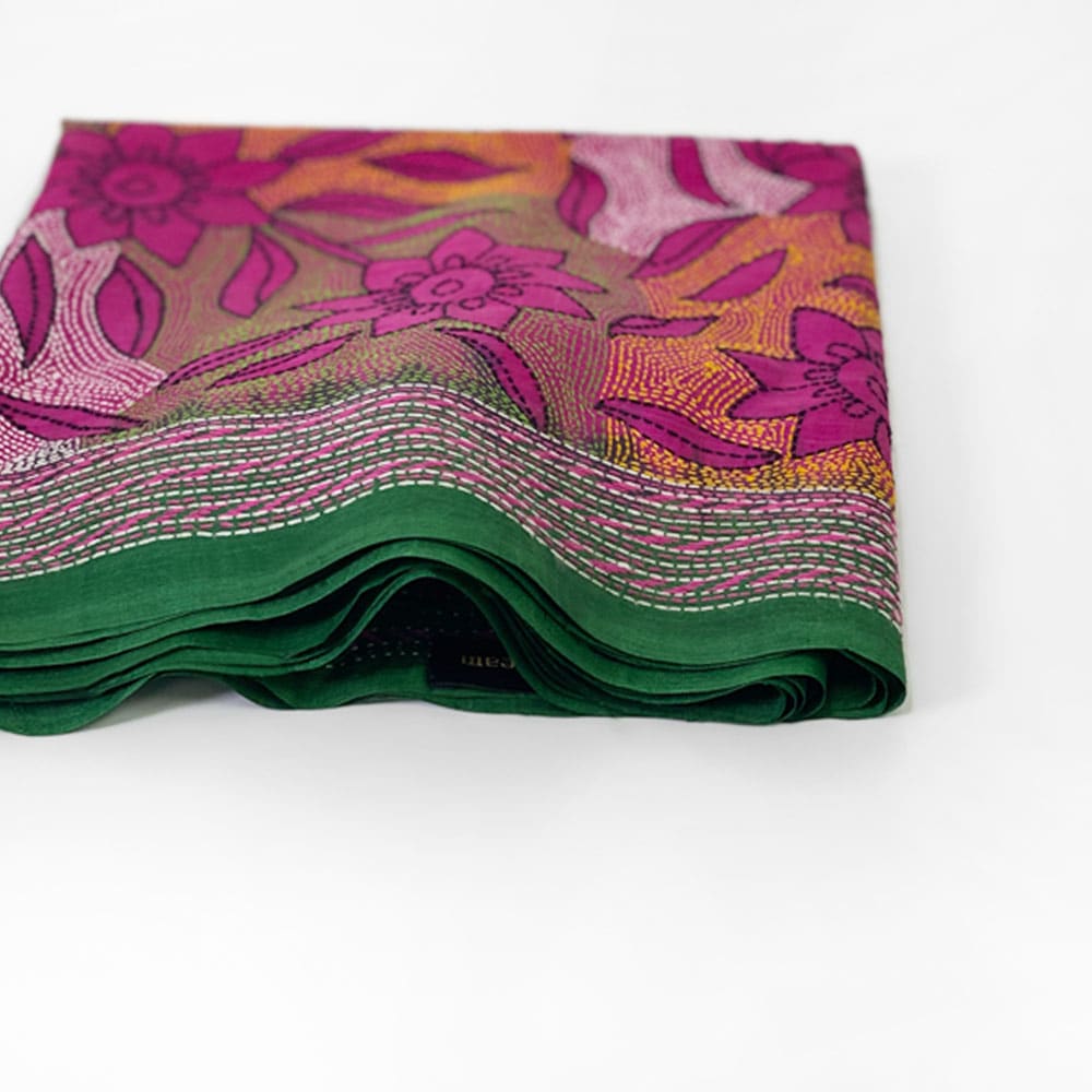 InDream カンタ 刺繍 ストール50×190cm インド 刺し子 インテリア マフラー クリスマス ギフト おしゃれ 誕生日 プレゼント 40代 50代 60代 70代