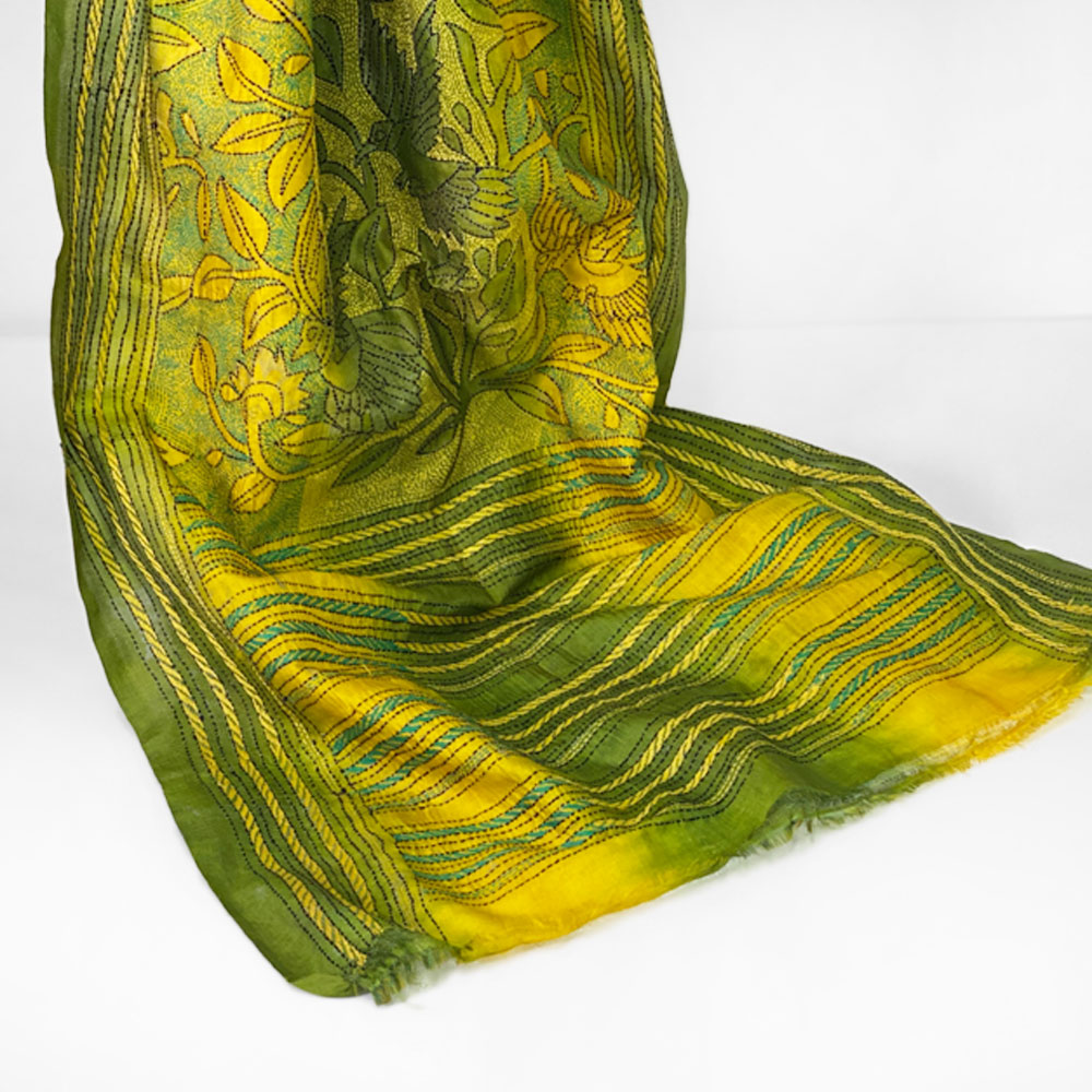 InDream カンタ 刺繍 ストール50×190cm インド 刺し子 インテリア マフラー クリスマス ギフト おしゃれ 誕生日 プレゼント 40代 50代 60代 70代