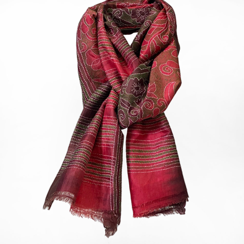 InDream カンタ 刺繍 ストール50×190cm インド 刺し子 インテリア マフラー クリスマス ギフト おしゃれ 誕生日 プレゼント 40代 50代 60代 70代