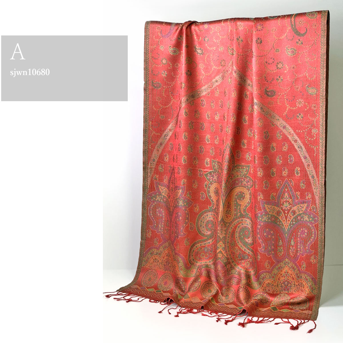 InDream ペイズリー柄 シルク ストール 大判 70cmx200cm ショール レッド 赤 還暦 お祝い 着物ショール クリスマス ギフト おしゃれ 誕生日 プレゼント おしゃれ 50代 60代 70代 80代