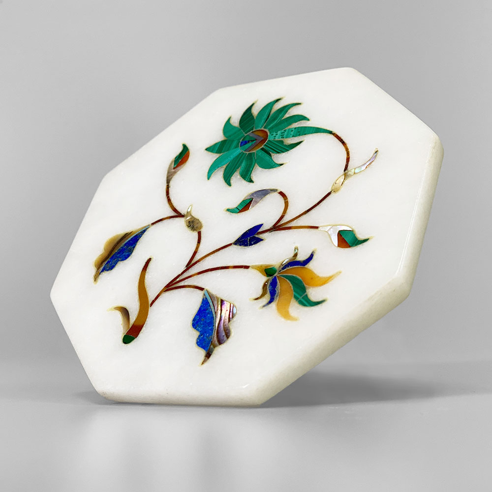 InDream 大理石象嵌細工 92×92mm 八角形プレート クリスマス ギフト おしゃれ 誕生日 プレゼント タージマハール おみやげ インド アグラ