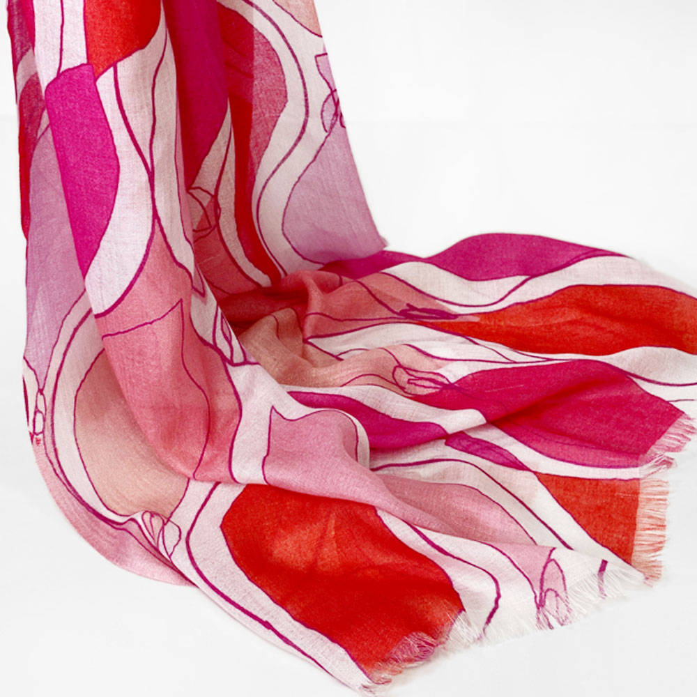 PASHMA パシュマ ストール プリント 赤 レッド 還暦祝い 春 夏 秋 冬 母の日 ギフト おしゃれ 誕生日 プレゼント 50代 60代 70代 80代