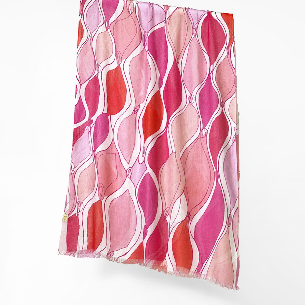 PASHMA パシュマ ストール プリント 赤 レッド 還暦祝い 春 夏 秋 冬 母の日 ギフト おしゃれ 誕生日 プレゼント 50代 60代 70代 80代