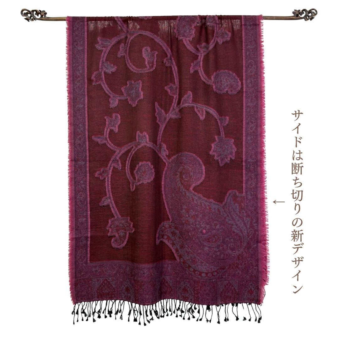 InDream ペイズリー柄 ウール ストール 大判 ［70cmx200cm］紫 パープル 春 薄手 古希祝い 誕生日 プレゼント 母の日ギフト 50代 60代 70代 80代 おしゃれ 秋 冬
