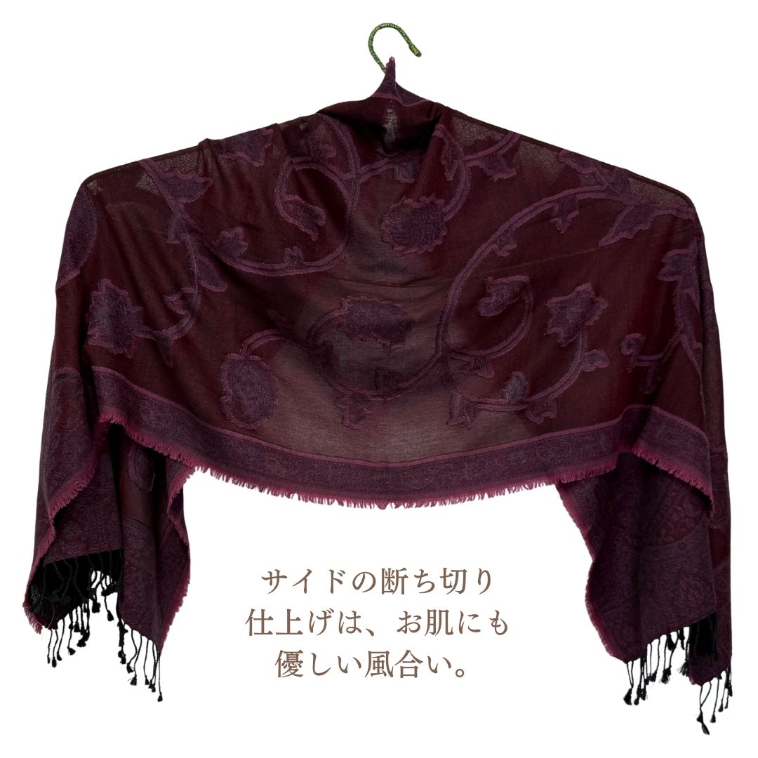 InDream ペイズリー柄 ウール ストール 大判 ［70cmx200cm］紫 パープル 春 薄手 古希祝い 誕生日 プレゼント 母の日ギフト 50代 60代 70代 80代 おしゃれ 秋 冬