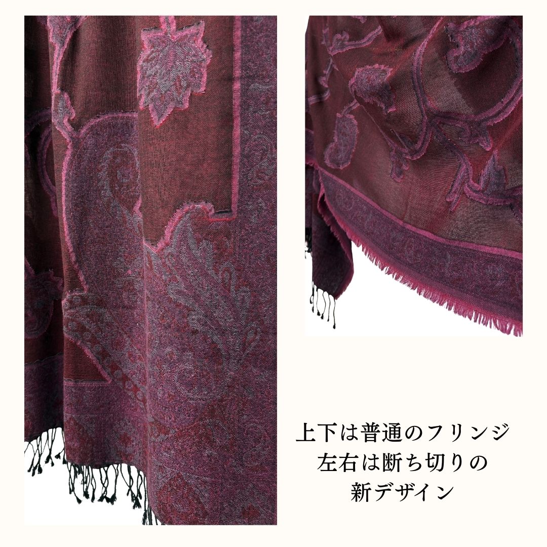 InDream ペイズリー柄 ウール ストール 大判 ［70cmx200cm］紫 パープル 春 薄手 古希祝い 誕生日 プレゼント 母の日ギフト 50代 60代 70代 80代 おしゃれ 秋 冬