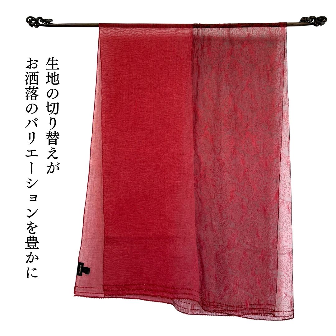 InDream シルクウール ストール オーガンジー 赤 レッド ビーズ 春 夏 秋 冬 スカーフ 大判 結婚式 パーティー ストール  誕生日 プレゼント 還暦祝い 母の日 母の日 ギフト 50代 60代 70代 80代