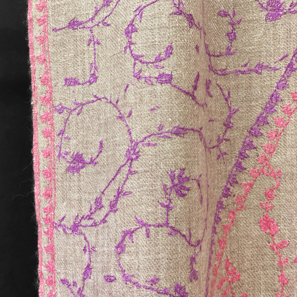 InDream ソズニ刺繍ストール マフラー パシュミナ ダークベージュ ピンク パープル 70cm巾 クリスマス ギフト おしゃれ 誕生日 プレゼント 着物ショール 春 秋 冬 50代 60代 70代 80代