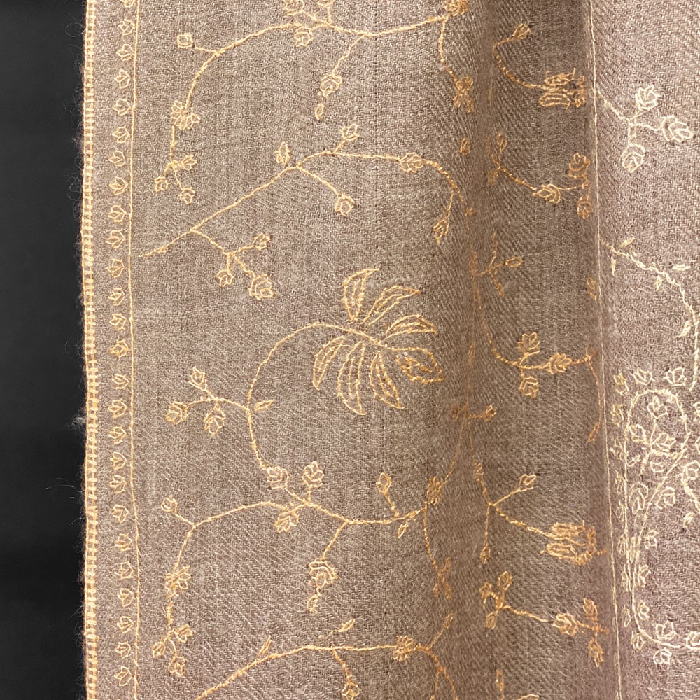 InDream ソズニ刺繍ストール マフラー パシュミナ ダークベージュ ペールオレンジ 70cm巾 クリスマス ギフト おしゃれ 誕生日 プレゼント 着物ショール 春 秋 冬 50代 60代 70代 80代